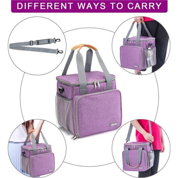 Pet Grooming Bag, Dog Grooming Supplies Organizer Tote Bag, Purple - Picture 4 of 7